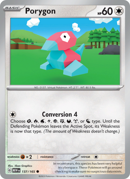 Porygon (137/165) Reverse Holo card image