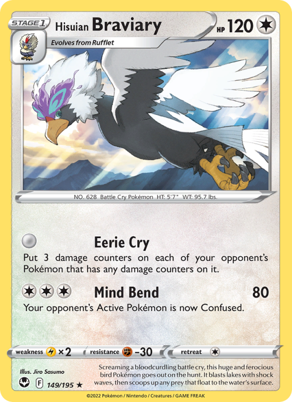 Hisuian Braviary (149/195) Reverse Holo card image