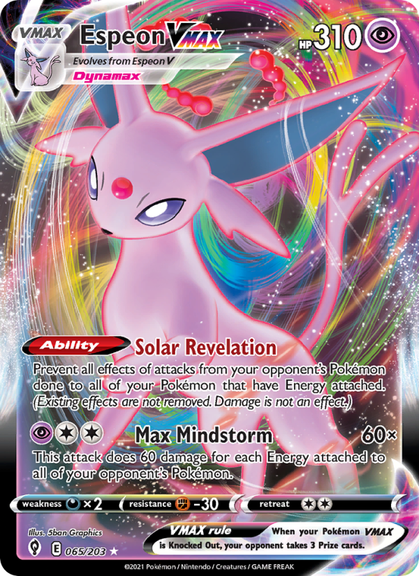 Espeon VMAX (065/203) Holographic card image