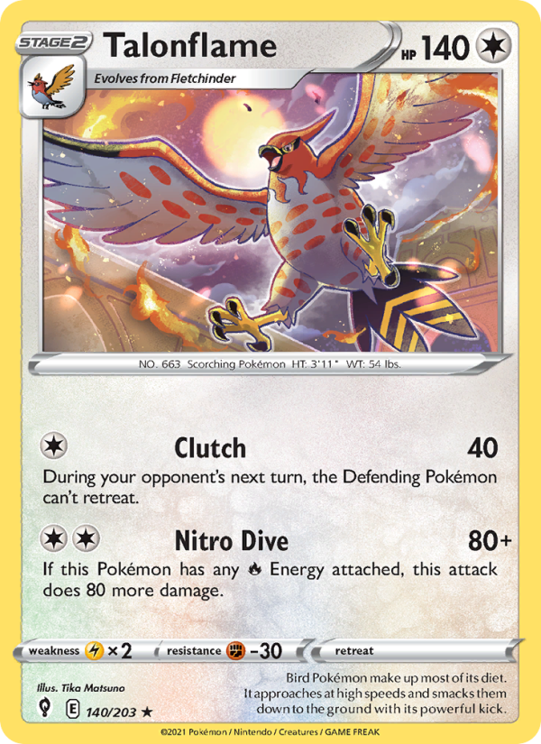 Talonflame (140/203) Reverse Holo card image