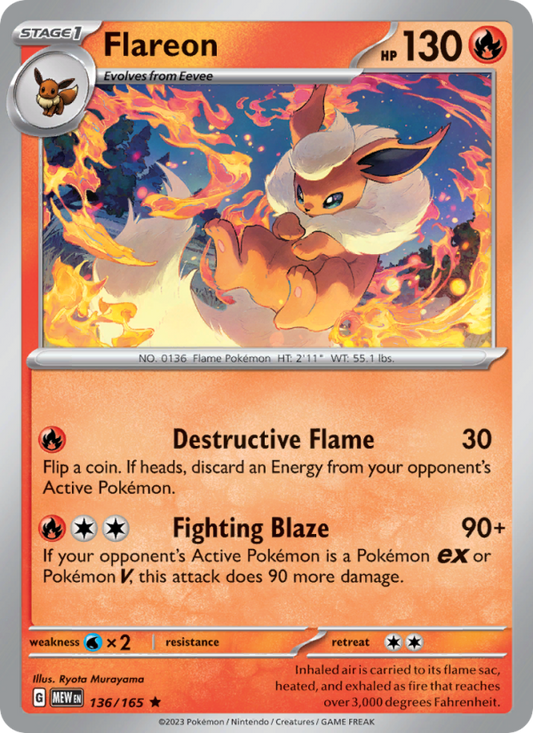 Flareon (136/165) Reverse Holo card image