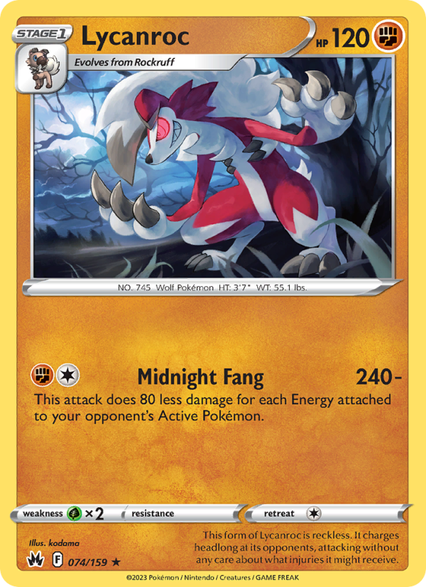 Lycanroc (074/159) Reverse Holo card image