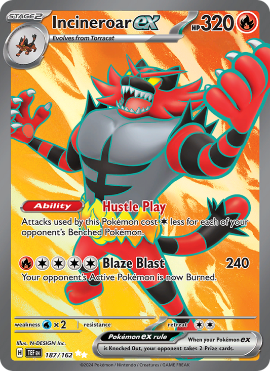 Incineroar ex (187/162) Holographic card image