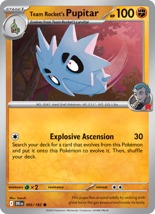 Team Rocket's Pupitar (095/182) Reverse Holo card image