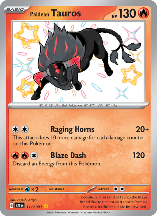 Paldean Tauros (111/91) Holographic card image