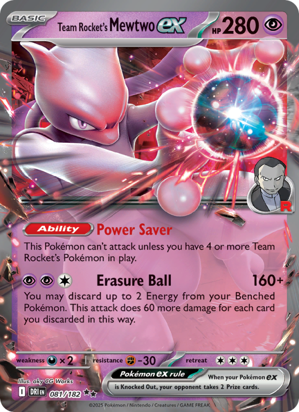 Team Rocket's Mewtwo ex (081/182) Reverse Holo card image