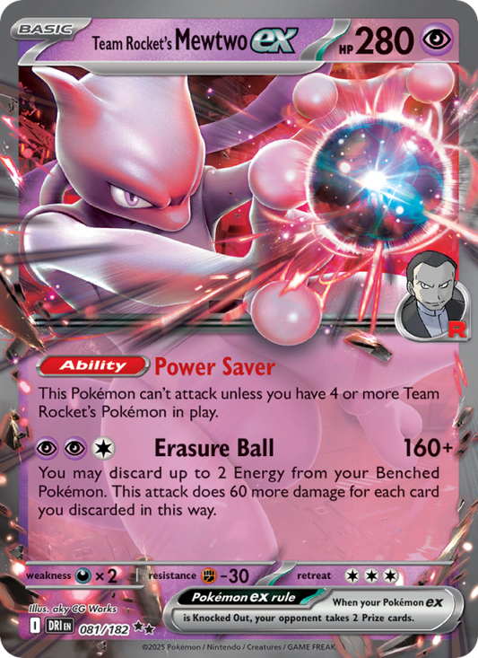 Team Rocket's Mewtwo ex (081/182) Reverse Holo card image