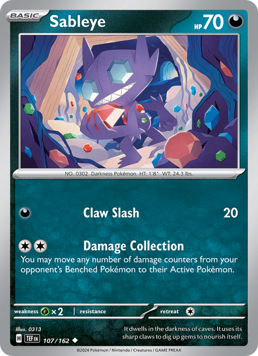 Sableye (107/162) Reverse Holo card image