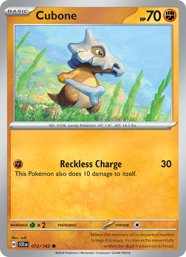 Cubone (072/142) Reverse Holo card image