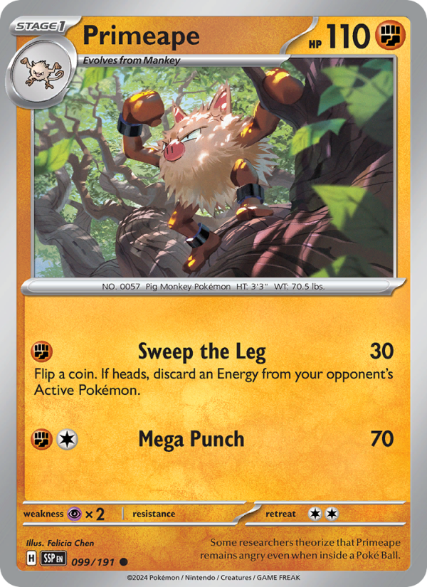 Primeape (099/191) Reverse Holo card image