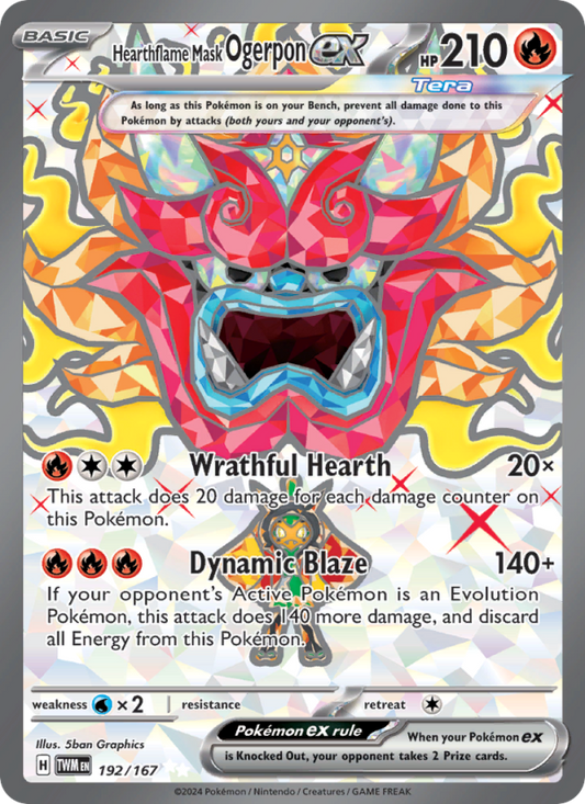 Hearthflame Mask Ogerpon ex (192/167) Holographic card image