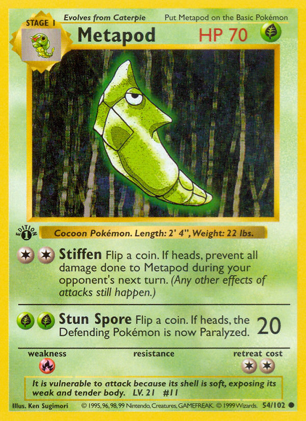Metapod (054/102) Reverse Holo card image