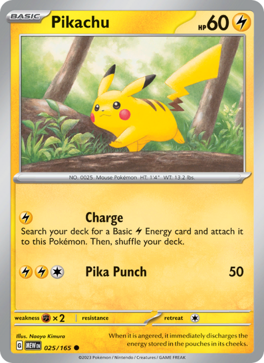 Pikachu (025/165) Reverse Holo card image